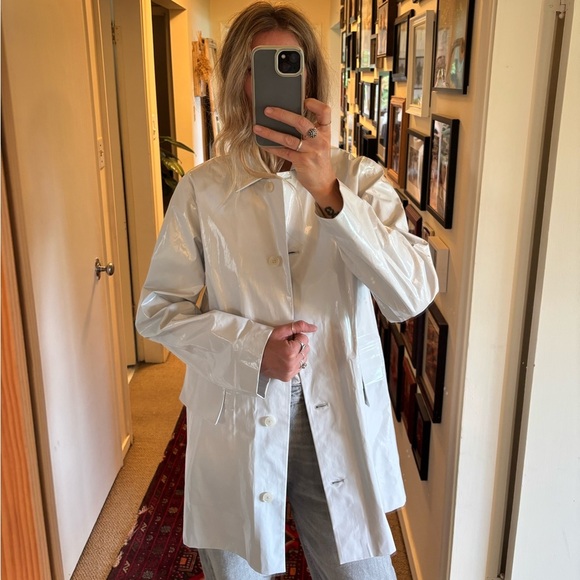 The Group Babaton Maven Ice Cream Grey Gray Off White Egg Shell Trench Rain Coat - Picture 5 of 16